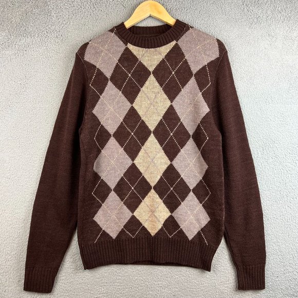 Vintage Jersild Sweater Argyle Brown size M - Picture 1 of 8